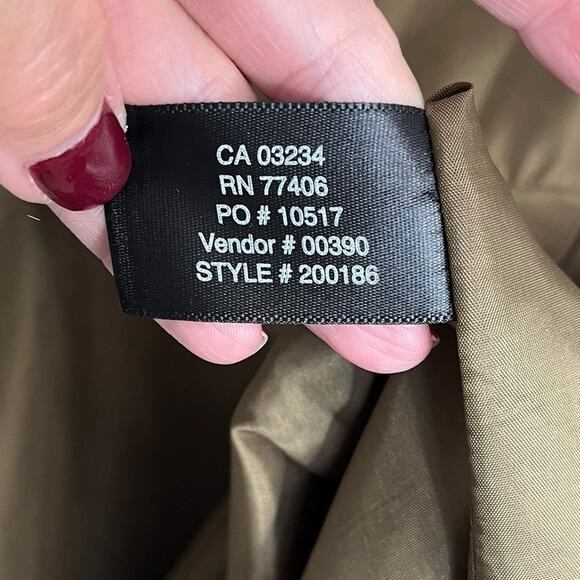 CLUB MONACO Olive Brown Silk Scoop Neck Sleeveless Knee Length Dress Size 2 - Picture 7 of 9